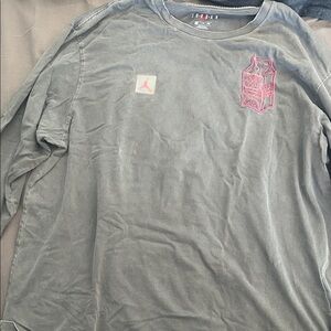 Jordan X Lyrical Lemonade, Gray Long Sleeve Tee with Pink Accents